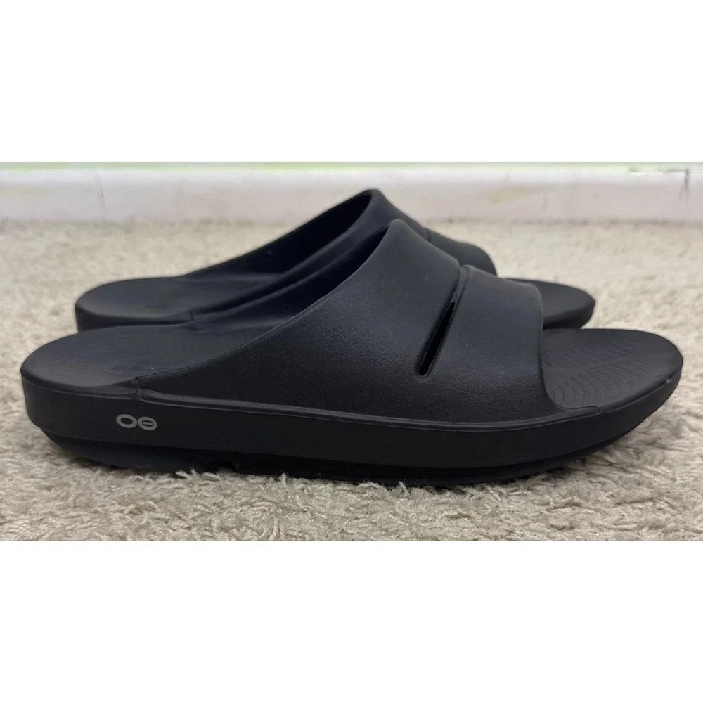 OOFOS OOAHH Slide Recovery Sandals Black Mens 13 Slip On Comfort Shoes Beach